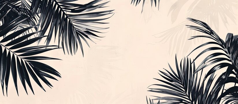 A monochrome summer mockup featuring palm leaves on a beige backdrop, with ample copy space for customization.