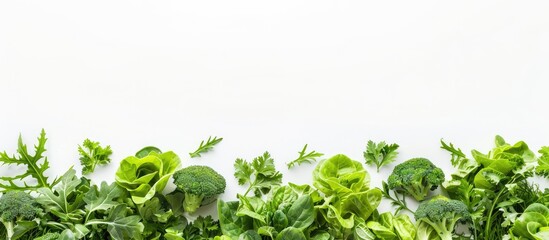 Obraz premium Isolated background featuring an image of green vegetables provides copy space.