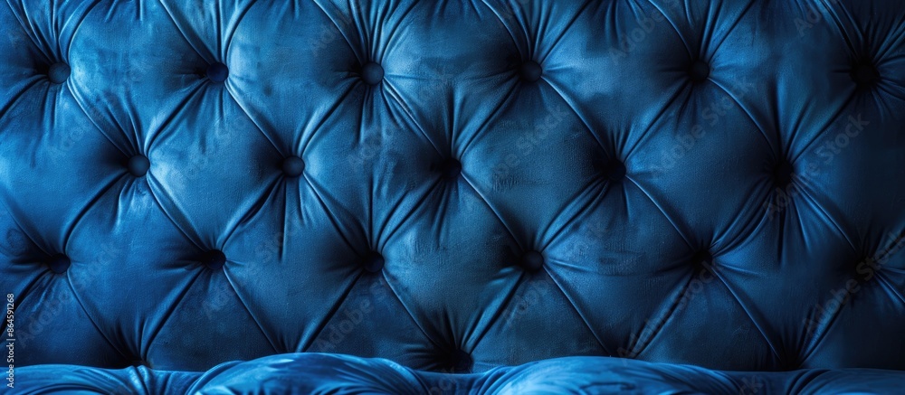 Poster blue fabric sofa background with buttons for copy space image.