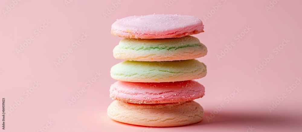 Aufkleber spring or easter themed butter cookies arranged in a stack surrounded by pink and green colors again