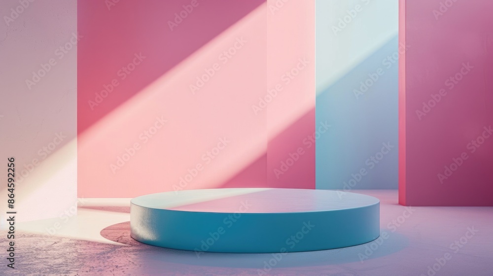 Wall mural White Platform Pink Blue Room