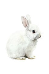 White Rabbit Sitting on White Floor