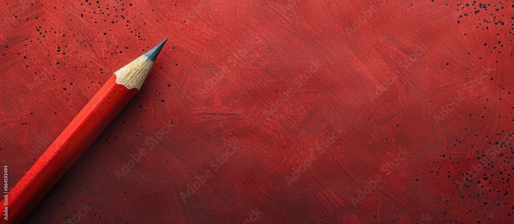 Poster crayon on red paper with copy space image.