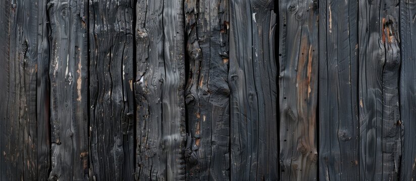 Rustic dark wooden texture with black and grey hues for a background featuring copy space image.