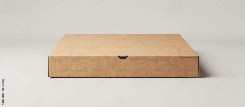Aufkleber a pizza paper box stands alone against a white backdrop, providing an empty surface for mock-up copy