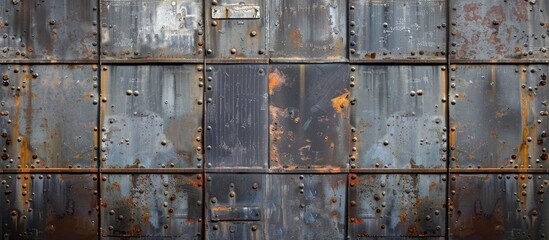 Industrial grey iron sheet backdrop with empty copy space image.