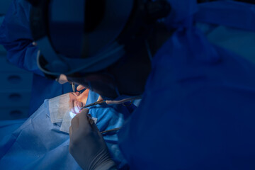 Blepharoplasty, plastic surgery to correct eye deformities. removal of fat deposits