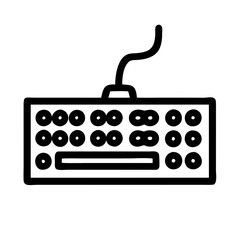 Minimalist Keyboard Icon, Black and White, Represents Computer Equipment and Typing