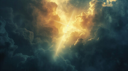 Jesus as the Light Piercing Through Darkness Symbolizing Hope and Salvation