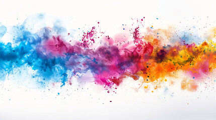 Abstract Colorful Paint Splash on White Background