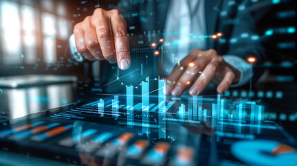 Financial Growth Charts and Graphs on Digital Display