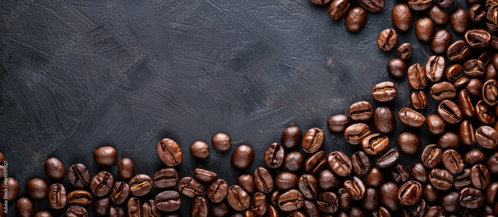 Poster background with roasted coffee beans creating a copy space image.