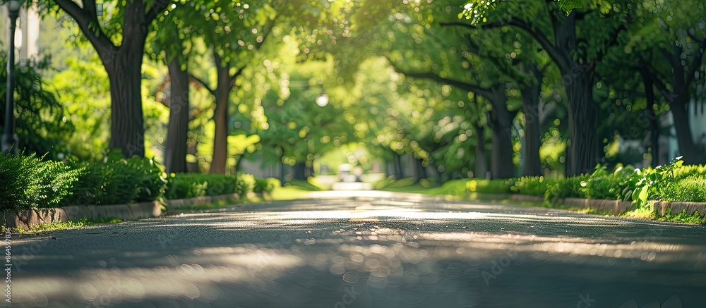 Canvas Prints Beautiful greenery, visually standing out on the campus street with a lovely view for any copy space image.