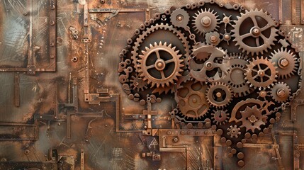 A brain with interconnected gears representing cognitive processes and mental power
