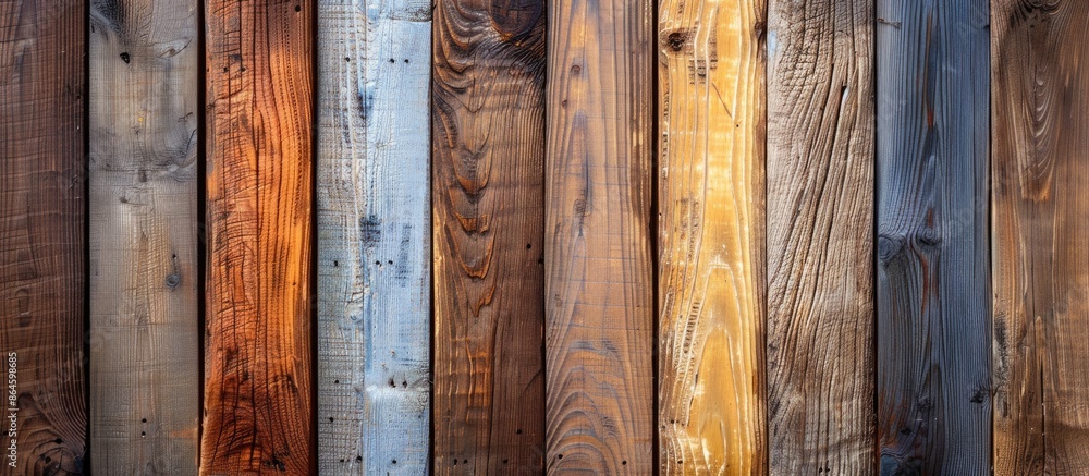 Poster rustic wooden planks arranged vertically in a copy space image.