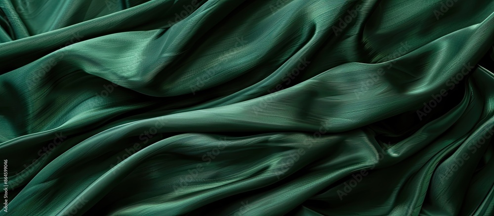 Poster a deep green fabric with sizable drapes creating room for a copy space image.