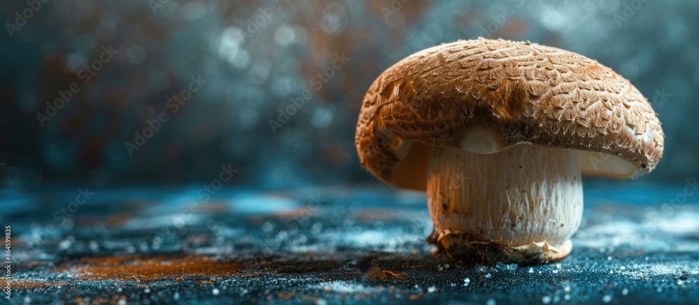 Aufkleber a mushroom on a dark backdrop, perfect for a recipe idea with ample copy space image.