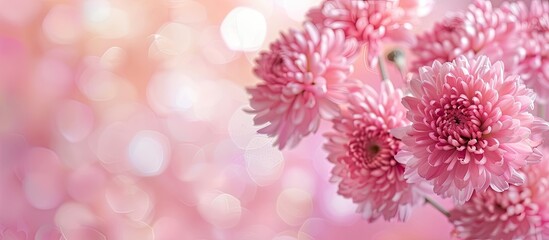Gorgeous chrysanthemums blooms are captured in a stunning copy space image.