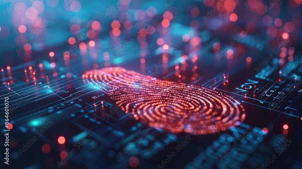 Poster a fingerprint scan representing personal identification and security