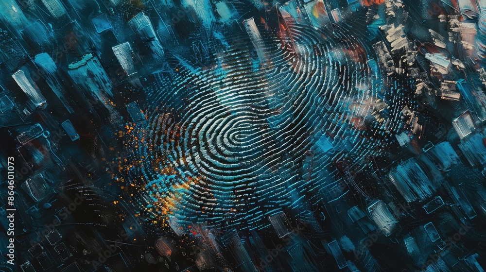 Poster a fingerprint scan representing personal identification and security