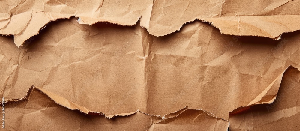 Poster torn brown corrugated or cardboard sheet texture paper background with copy space image.
