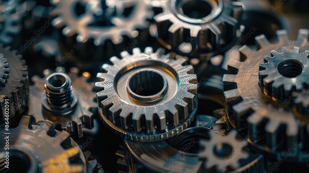 Poster a group of gears interlocking and working together representing collaboration and efficiency