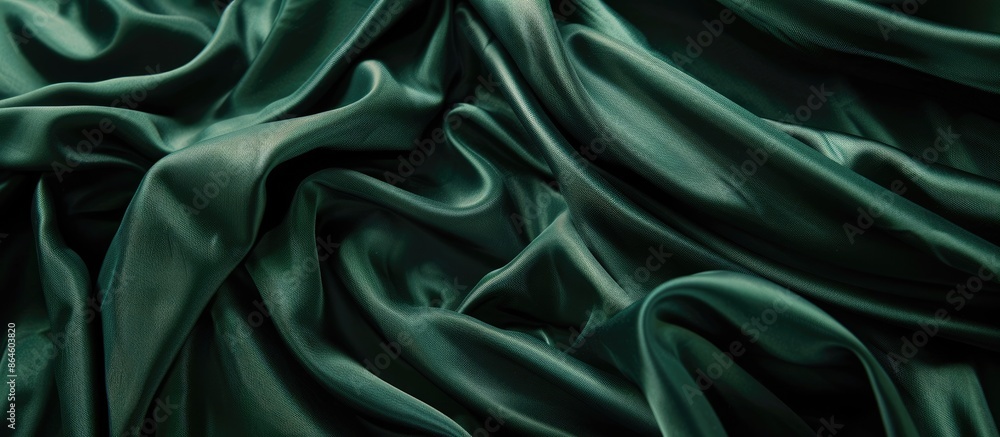 Poster a deep green fabric with sizable drapes creating room for a copy space image.