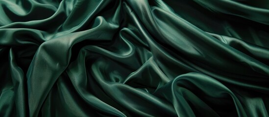 Obraz premium A deep green fabric with sizable drapes creating room for a copy space image.