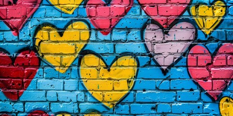 Colorful Love Graffiti on Time-Worn Urban Wall