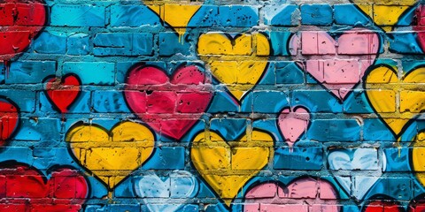 Fototapeta premium Colorful Love Graffiti on Time-Worn Urban Wall