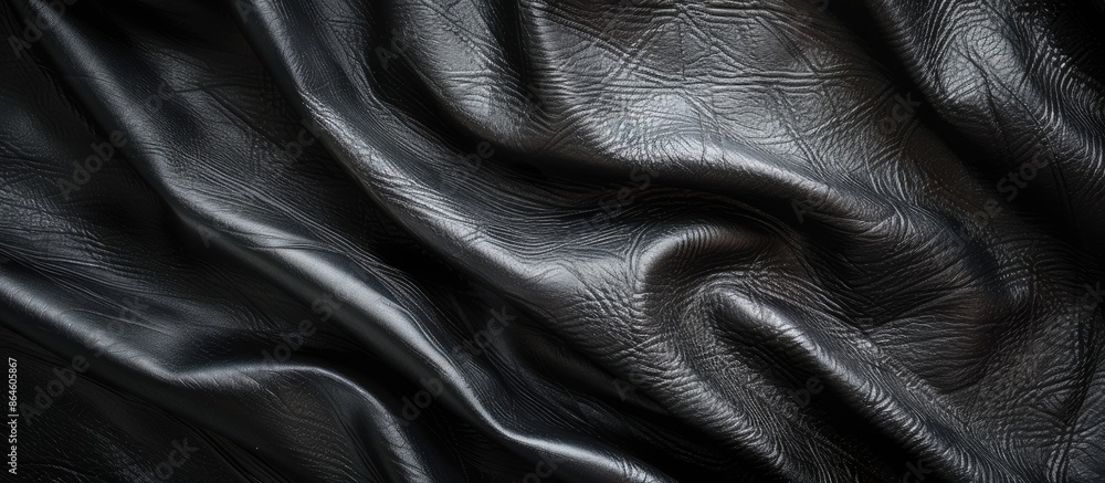 Poster close-up detailed top-view shot of a dark leather abstract background with ample copy space image.