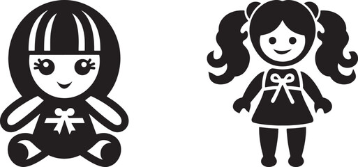 girl with a doll silhouette illustration