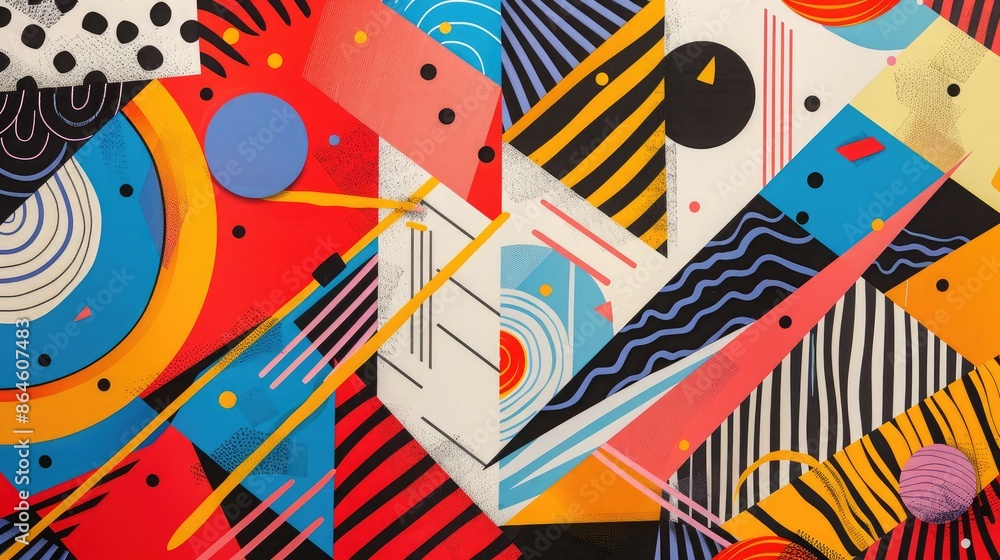 Poster bold and dynamic abstract patterns with geometric shapes and line