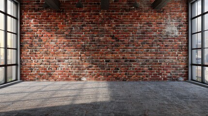 Empty room with red brick wall carpet floor modern decorative brick wall in retro styled loft...