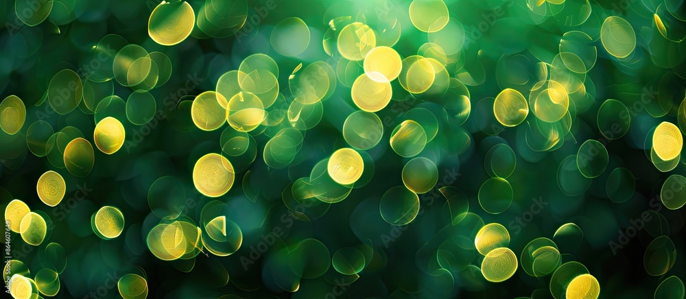 Poster blurred green lights creating a beautiful background with copy space image.