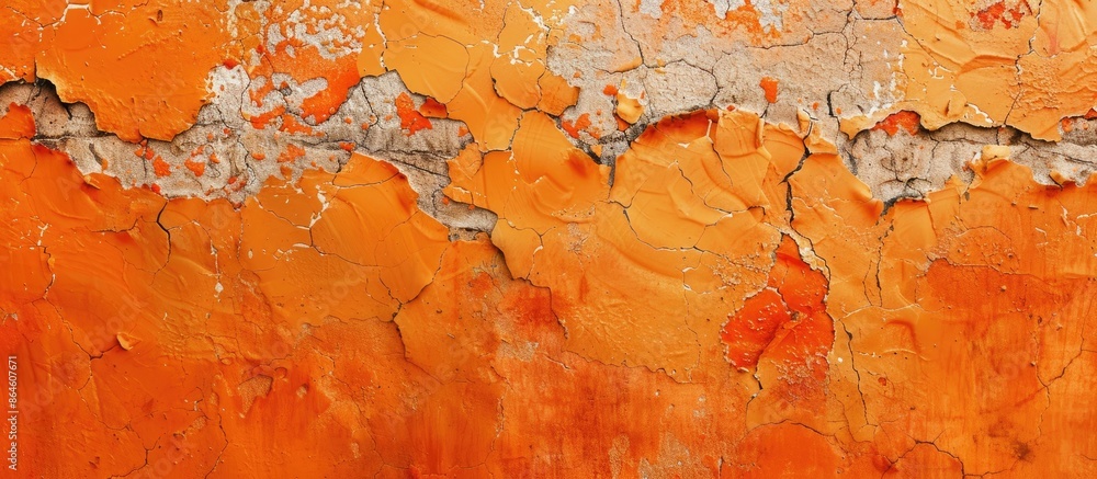 Poster Artistic banner featuring an abstract background created from the texture of orange decorative plaster or concrete, designed to include copy space image.