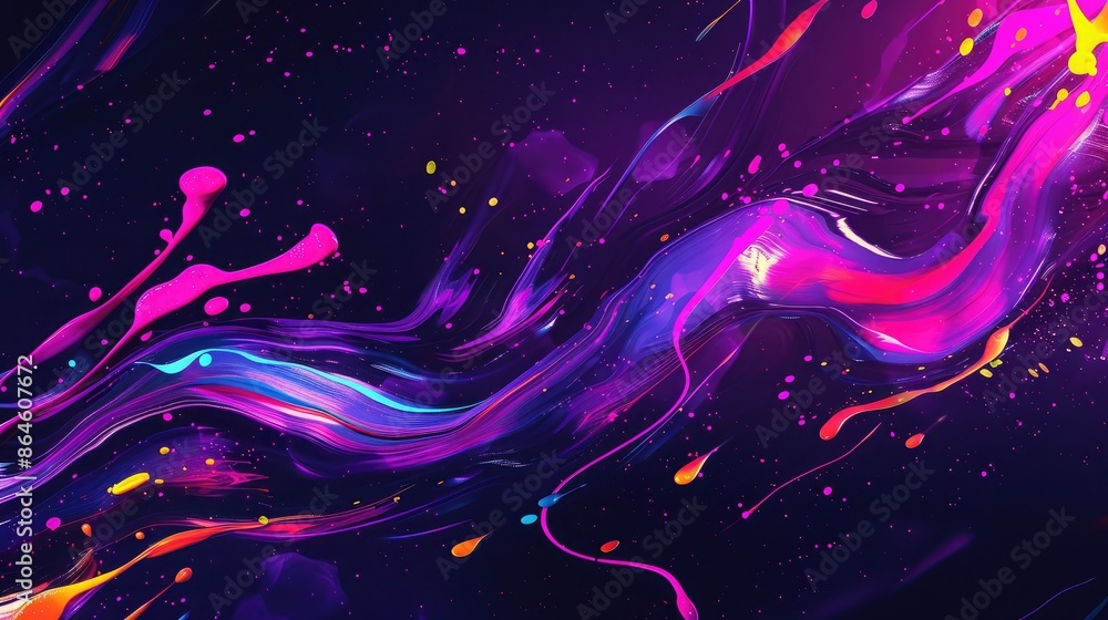 Aufkleber bold and energetic abstract background with splashes of neon colors and dynamic lines