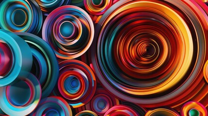 Concentric circles in varying colors and sizes creating an abstract pattern --ar 16:9 Job ID: a25efe9e-cbb1-4342-b8a6-f4687add3e47