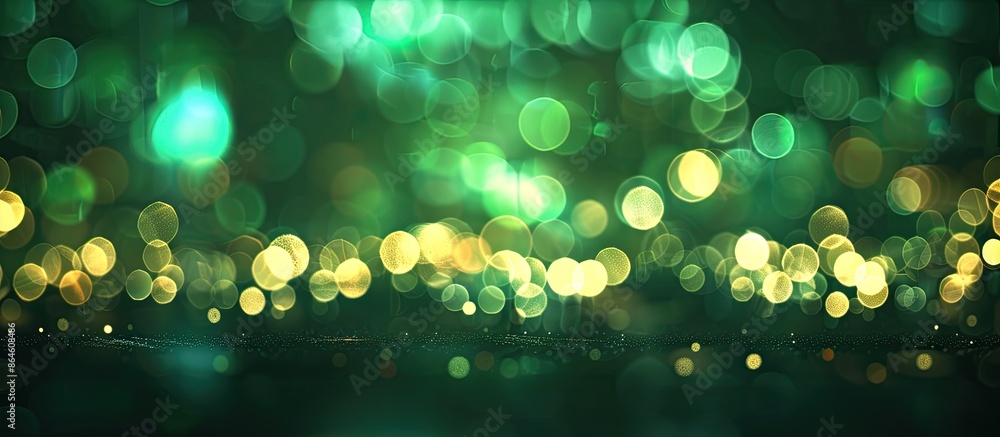 Poster blurred green lights creating a beautiful background with copy space image.