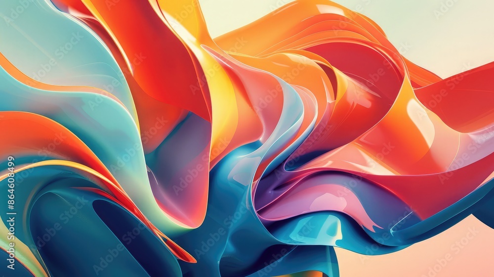 Poster dynamic and bold abstract shapes with a 3d effect and vivid colors