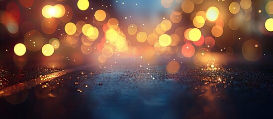 Obraz premium Blurry background with road lights and bokeh effect, ideal as a copy space image.