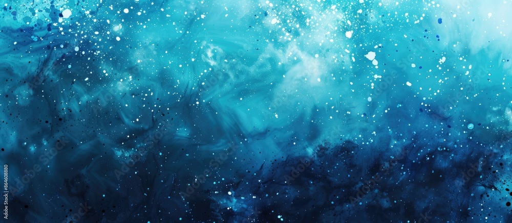 Poster blue textured abstract universe background with splashes, providing room for a copy space image.