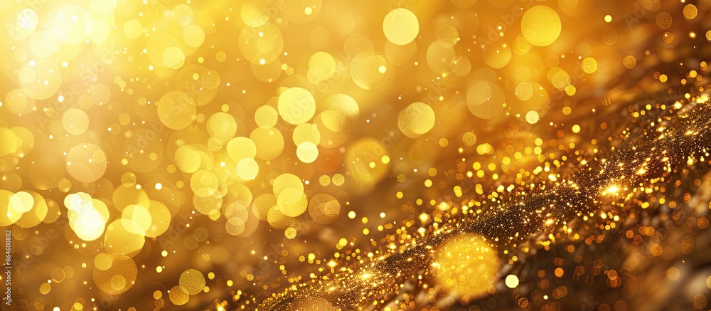 Poster golden abstract background with bokeh effects ideal for copy space image.