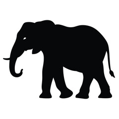 Contrast floral styled silhouette of a cute elephant