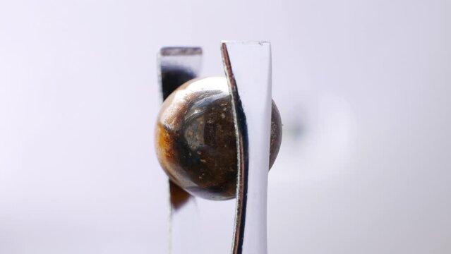 Tiger Eye gem, golden to red-brown, known for chatoyancy. SiO2. Non-magnetic, hardness 6.5-7 on Mohs. Composed of quartz with iron oxide. Valued for protection, courage, confidence. Enhances focus