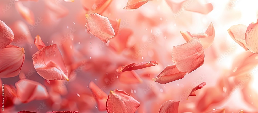 Poster background adorned with delicate petals, suitable for copy space image.