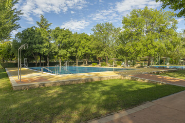 Fototapeta premium Private pools are usually located in private homes and can be of different sizes and shapes