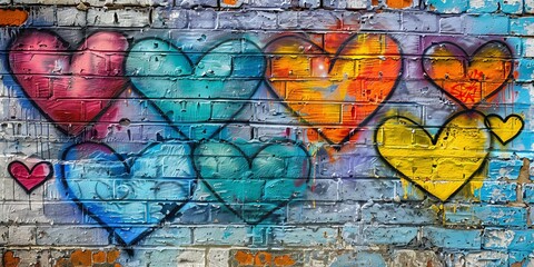 Colorful Love Graffiti on Time-Worn Urban Wall