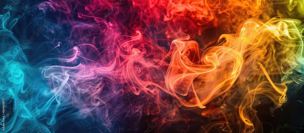 Poster intriguing swirls of colored smoke from incense sticks create a captivating visual effect on a black