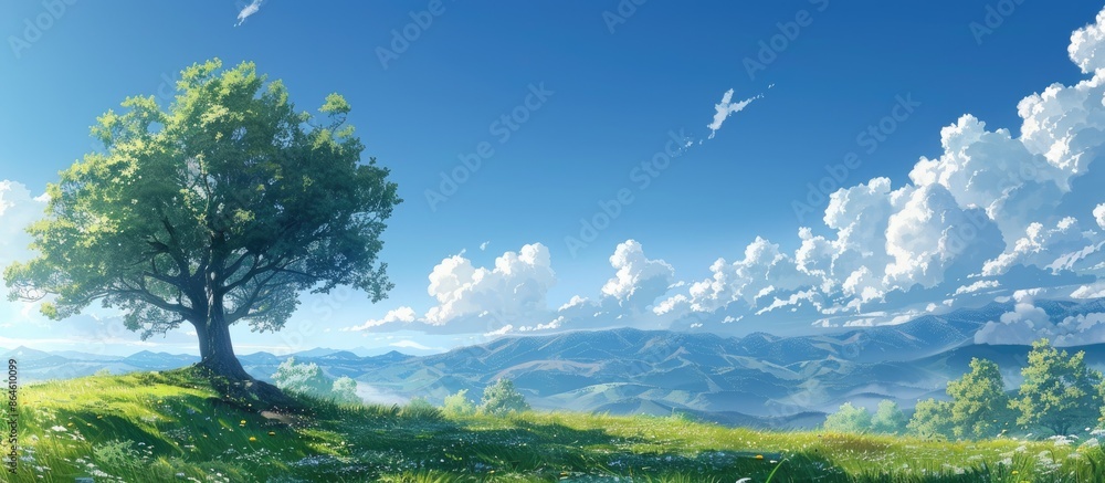 Poster blue sky with white clouds enhancing the scene. copy space image. place for adding text and design